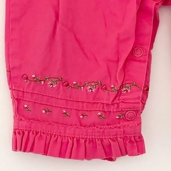 Vintage Baby Girl Carter's 9 Month Playful Pink Overalls Floral Embroidered - Picture 8 of 13